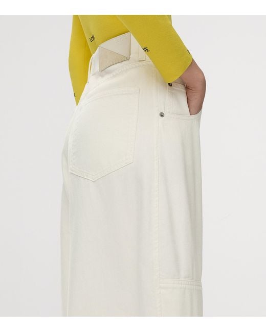 Loewe White Mid-Rise Barrel-Leg Jeans