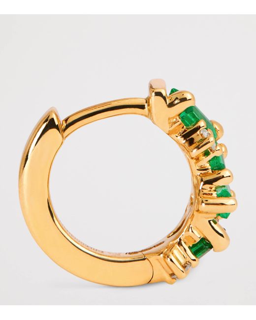 Suzanne Kalan Green Diamond And Emerald Frenzy Huggie Earrings