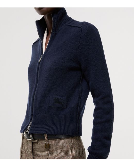 Burberry Blue Cashmere-Blend Zip-Up Jacket