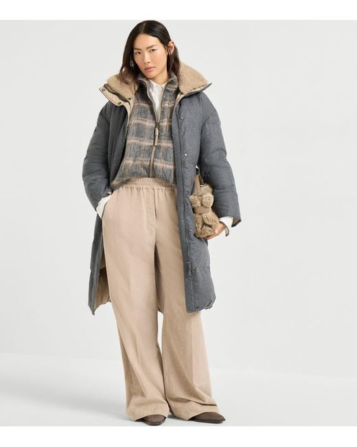 Brunello Cucinelli Gray Virgin Wool Down Puffer Coat