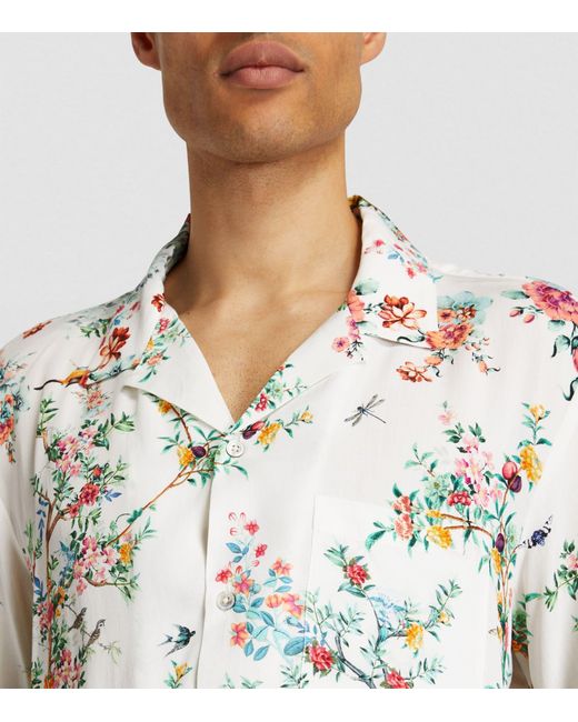 Camilla White Modal Floral Short-sleeve Shirt for men