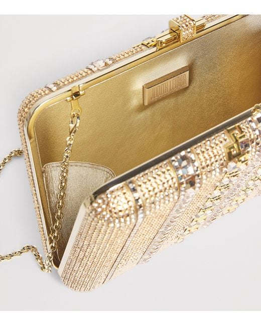 Judith Leiber Natural Crystal Lattice Slim Slide Clutch Bag