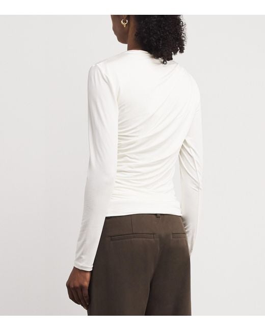 Anine Bing White Ruched Bray Top