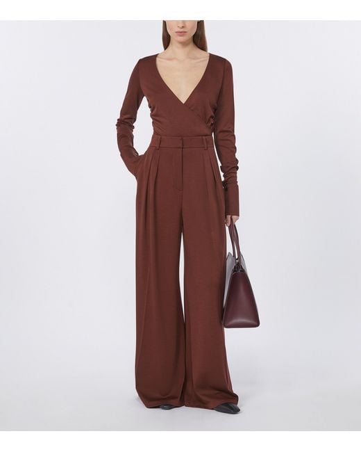 Max Mara Brown Wool Jersey Bodysuit