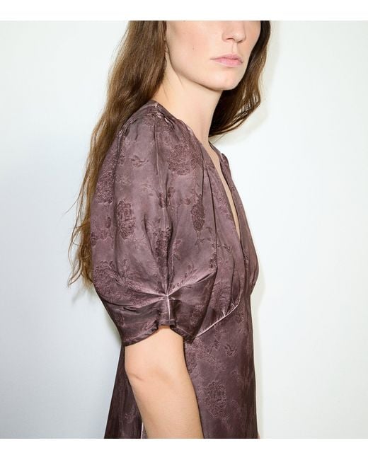 MAX&Co. Brown Floral Jacquard Midi Dress