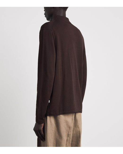 NN07 Brown Organic Cotton-Silk Polo Sweater
