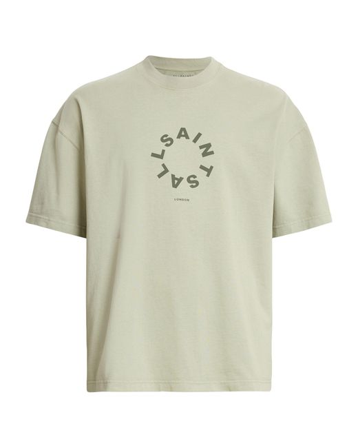 AllSaints Green Tierra Oversized Crew Neck Logo T-shirt for men