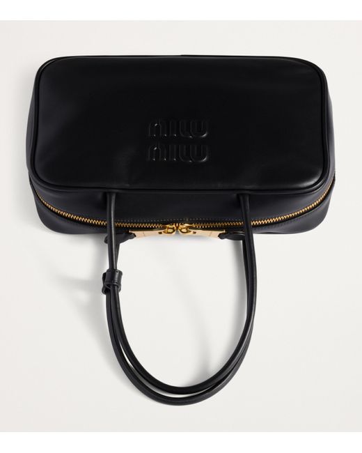 Miu Miu Black Leather Beau Top-Handle Bag