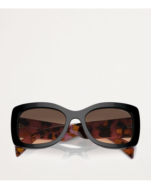 Prada Brown Acetate Geometric Sunglasses