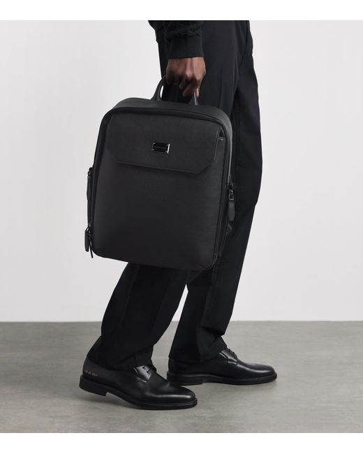 Emporio Armani Black Leather Backpack for men