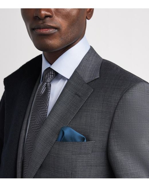 Giorgio Armani Blue Mulberry Silk Pocket Square for men