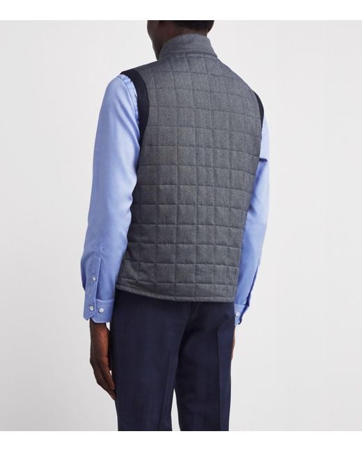 Pal Zileri Blue Quilted Reversible Gilet for men