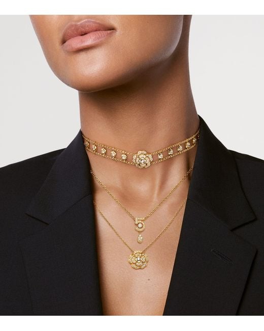 Chanel Metallic And Diamond Bouton De Camélia Supple Choker