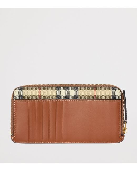 Burberry Natural Large Check Zip Card Holder