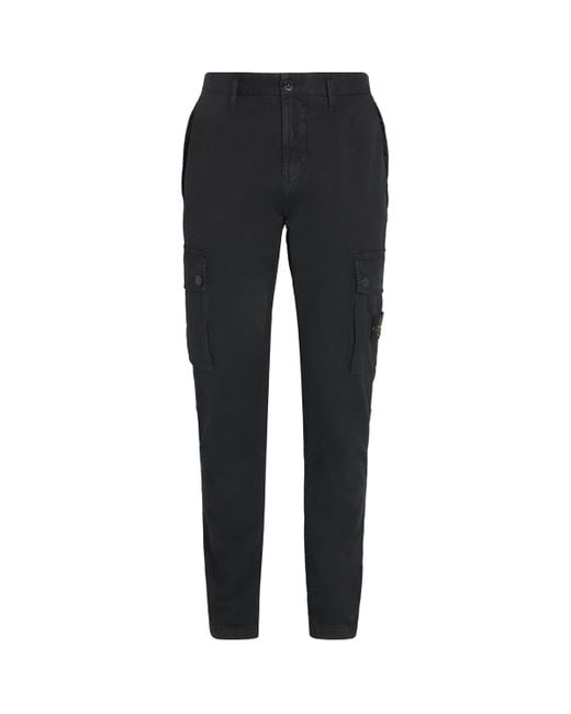 Stone Island Black Faded Slim Cargo Trousers for men
