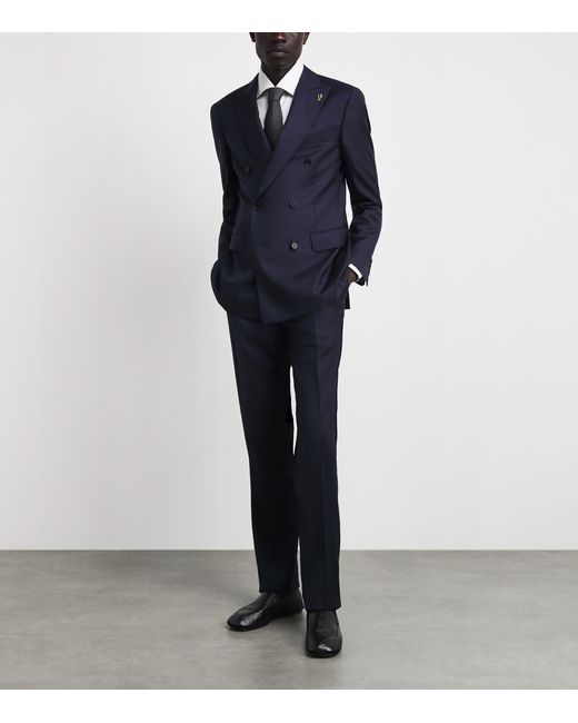 Pal Zileri Blue Wool Vicenza Double-Breasted 2-Piece Suit for men
