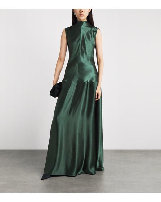 FFORME Green Satin Nyx Maxi Dress