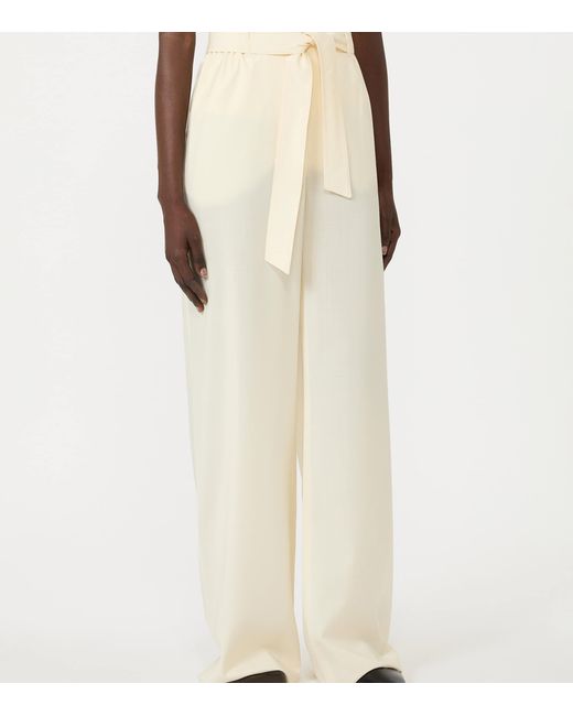 Max Mara White Virgin Wool Wide-Leg Trousers