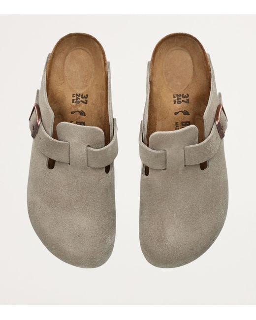 Birkenstock White Suede Boston Clogs
