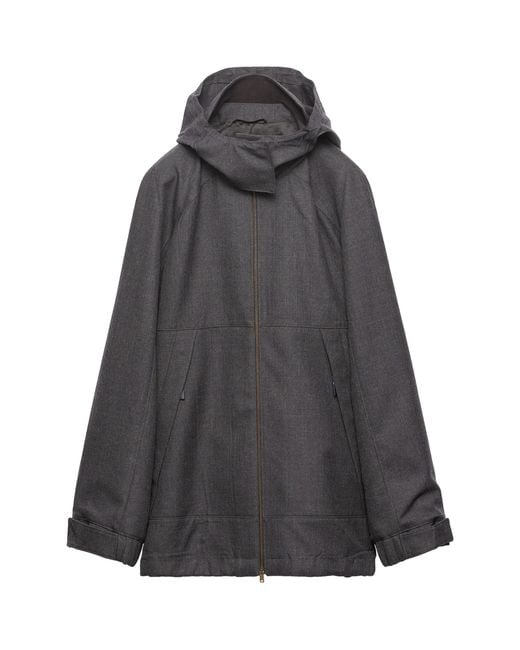 Prada Gray Wool Hopsack Hooded Jacket