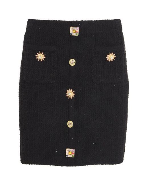 Self-Portrait Black Jewel-button Mini Skirt