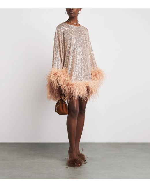 Taller Marmo Natural Sequinned Vegas Disco Kaftan Mini Dress