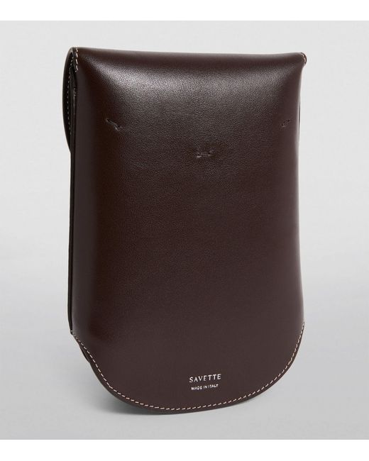 SAVETTE Brown Leather Tondo Cross-body Bag