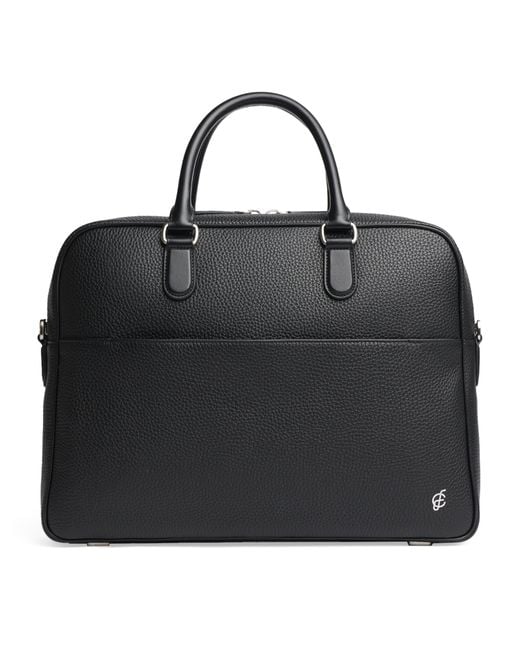 Carl Friedrik Black Leather Dunloe Briefcase for men