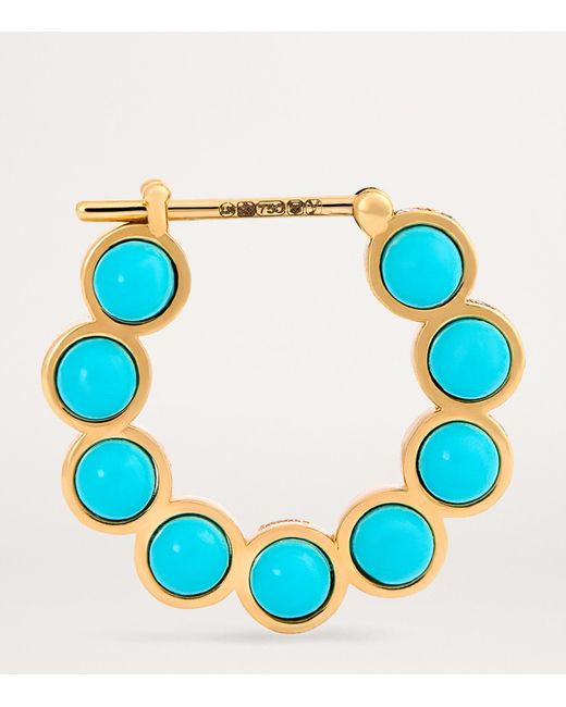 L'Atelier Nawbar Blue Yellow Gold And Diamond Atoms Hoop Earrings