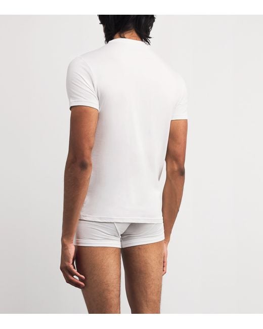 Emporio Armani White Stretch-Cotton Eagle Logo Crew-Neck T-Shirt for men