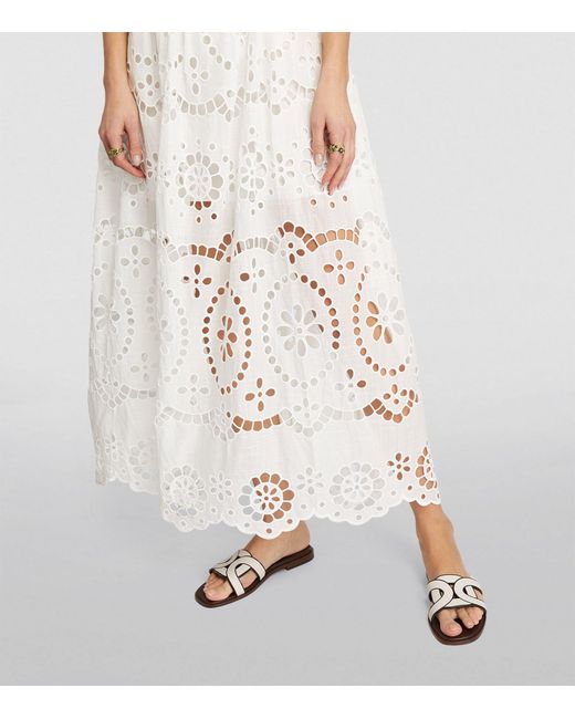 Zimmermann White Linen Embroidered Lexi Dress