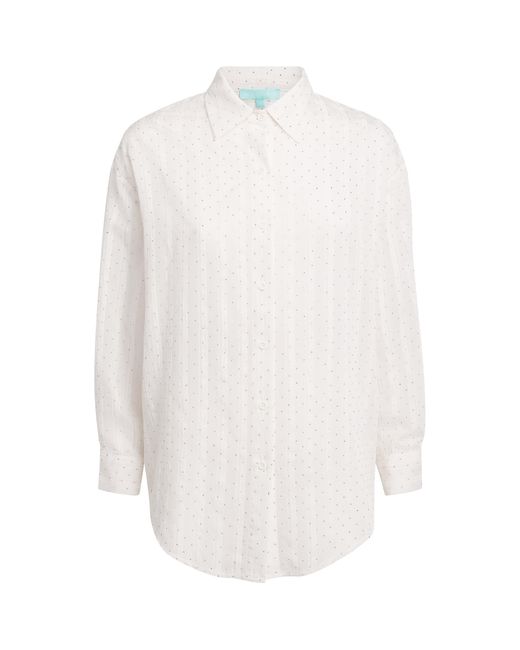 Melissa Odabash White Cotton Diamanté Ziggy Shirt