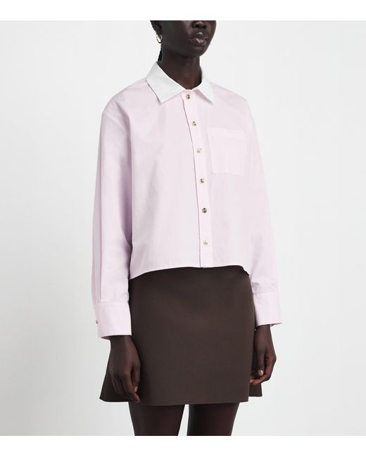 Maje Pink Cotton Cropped Shirt