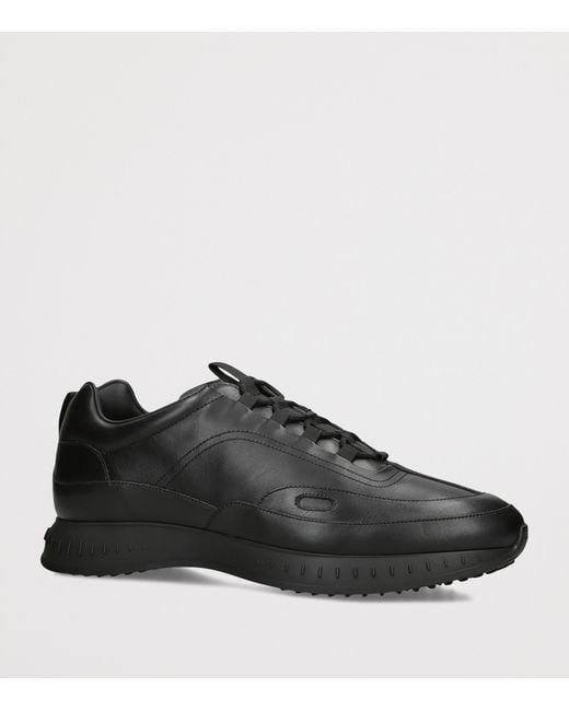 John Lobb Black Leather Stream Laced Sneakers for men