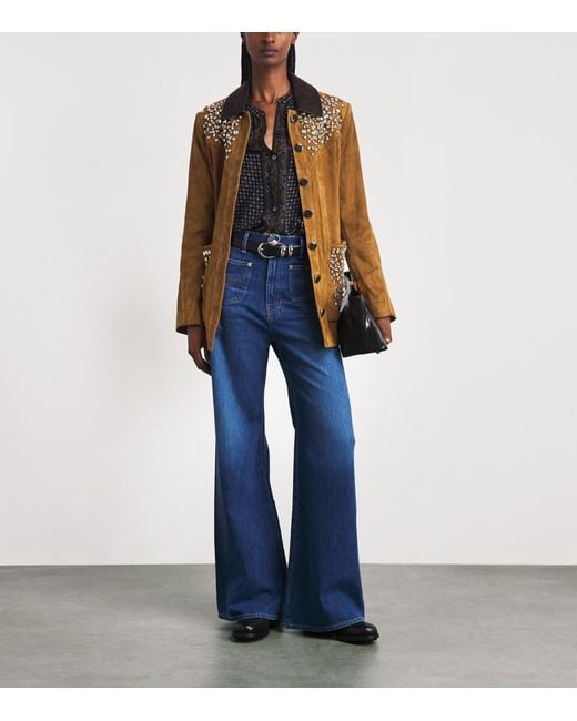 Veronica Beard Brown Suede Embellished Shannon Jacket