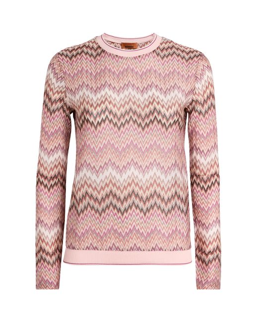 Missoni Pink Zigzag Crew-Neck Sweater