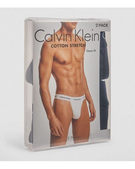 Calvin Klein Logo-embellished Stretch-cotton Jockstraps Pack Of Two in  Black for Men
