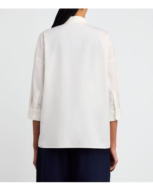 Weekend by Maxmara White Cotton Poplin Flared Shirt