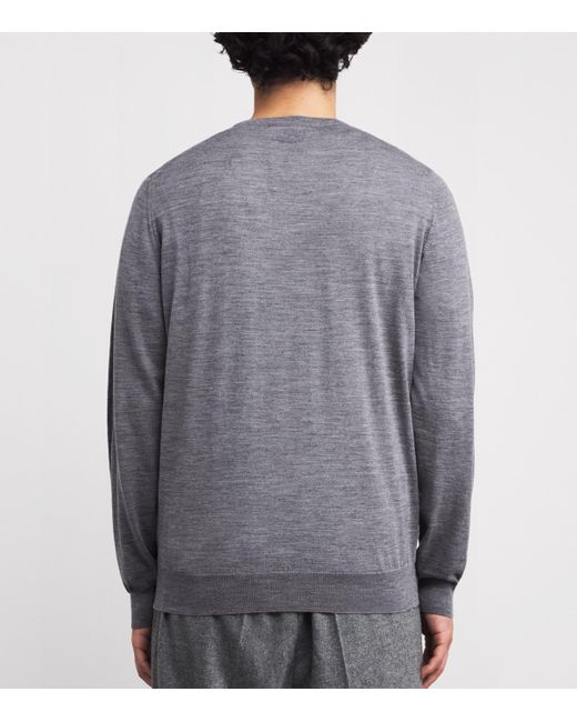 Lardini Gray Virgin Wool Crew-Neck Sweater for men