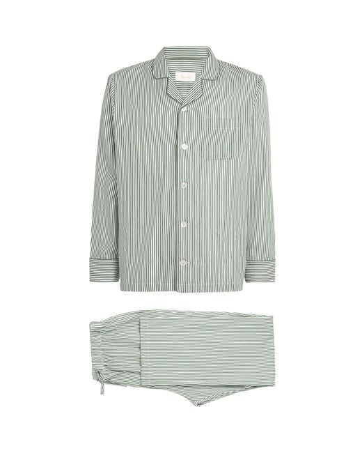 Harrods Gray Cotton Stripe Pyjama Shirt for men