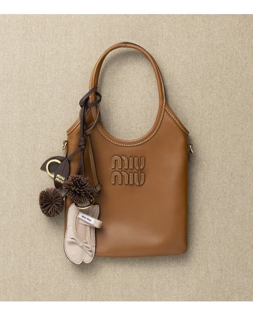 Miu Miu White Leather Ballet Flats Keychain