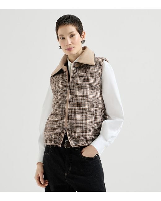 Brunello Cucinelli Brown Cotton-Linen Reversible Gilet