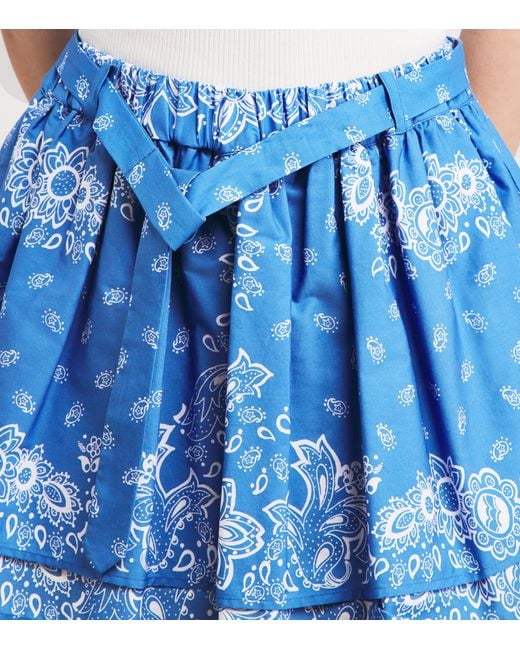 Maje Blue Paisley Print Mini Skirt