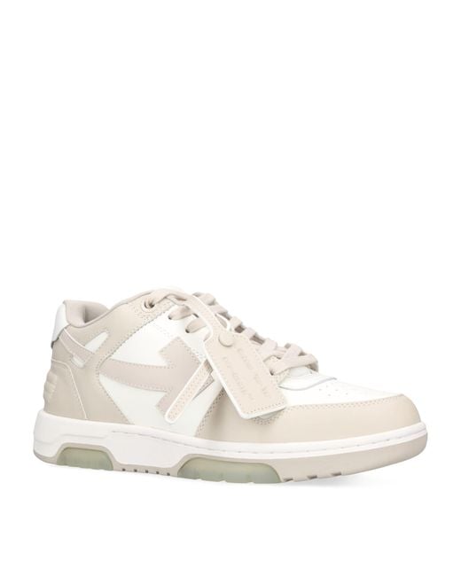 Off-White c/o Virgil Abloh White Out Of Office Logo-Embroidered Leather Low-Top Trainers for men