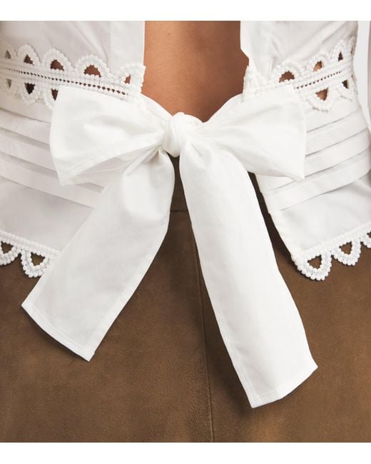 Sandro White Cotton Poplin Blouse