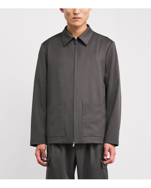 Barena Gray Wool-Blend Zip-Up Overshirt for men