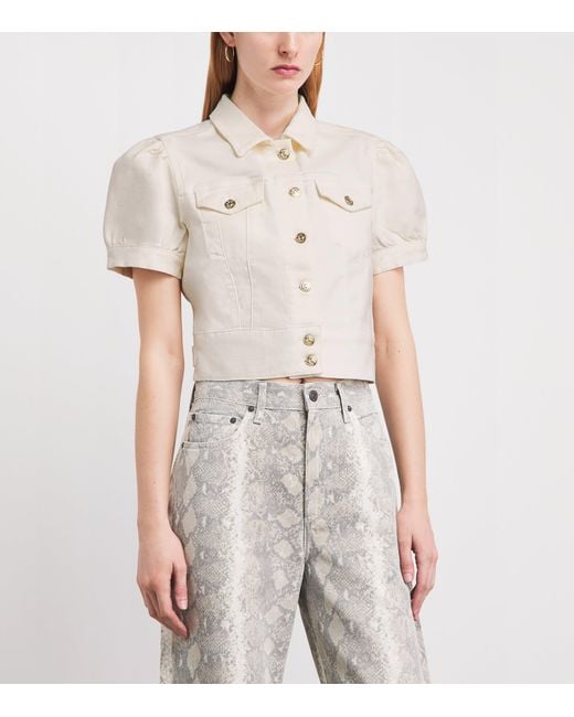 PAIGE White Short-Sleeve Kendra Denim Jacket