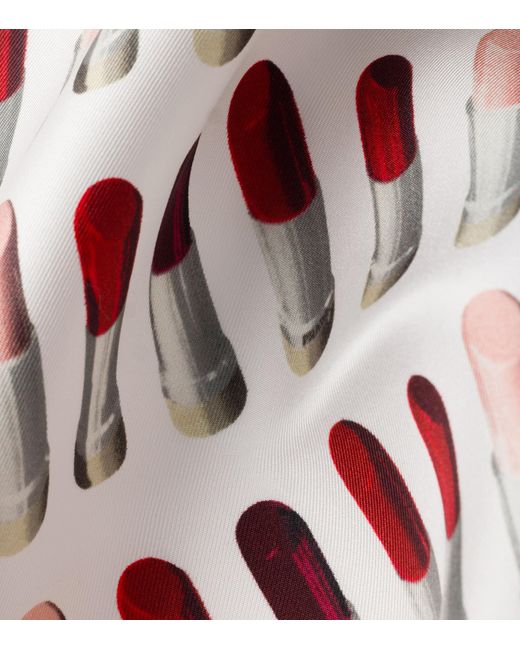 Prada Black Silk Lipstick Triangle Scarf