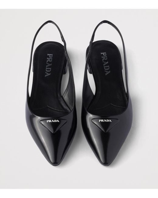 Prada Blue Brushed Leather Slingback Ballet Flats 10