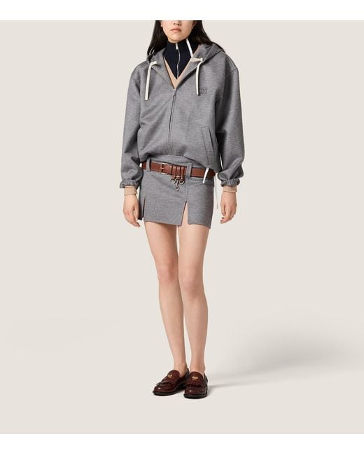 Miu Miu Gray Wool-Cashmere Mini Skirt